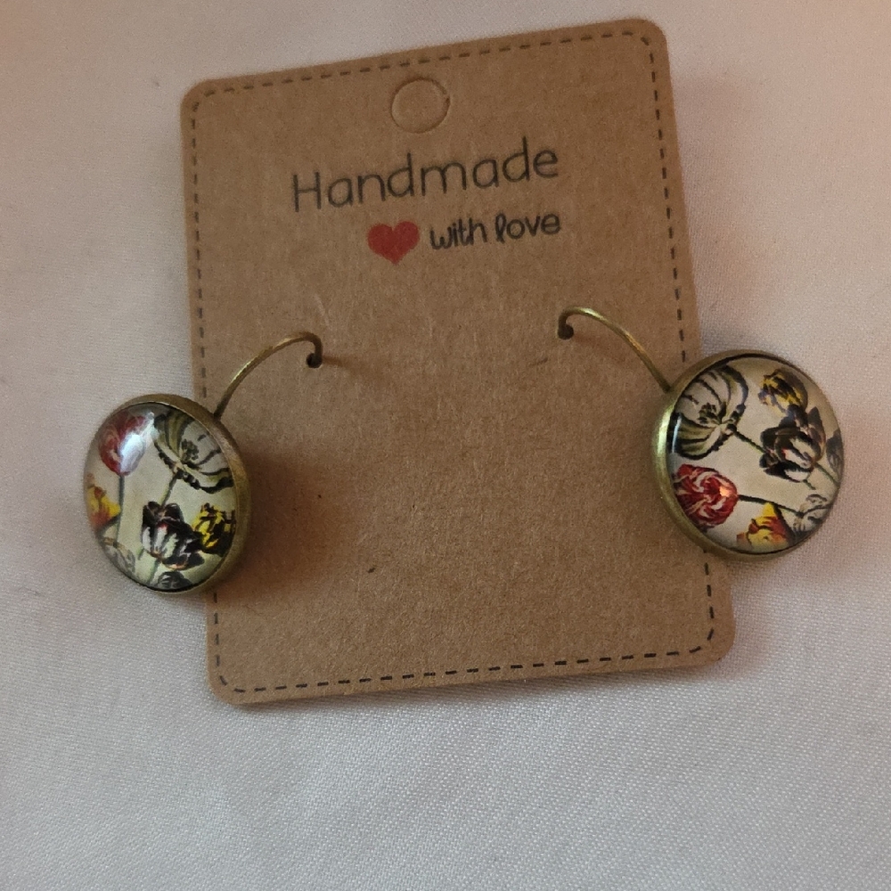 Floral Glass Round Earrings